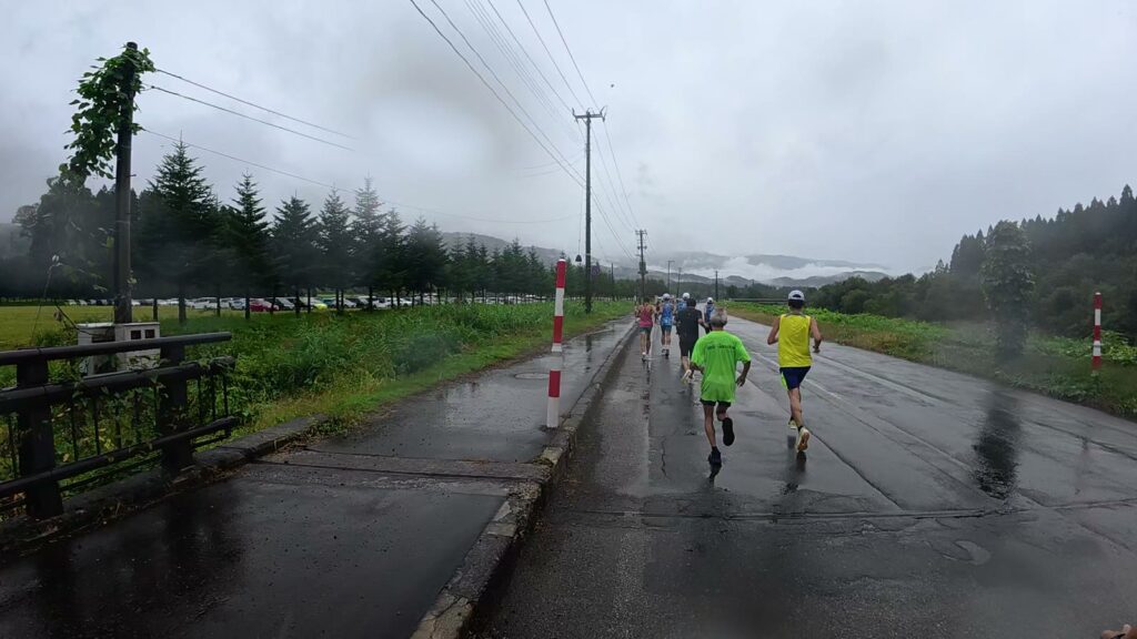 橋を渡るランナー(10km付近)